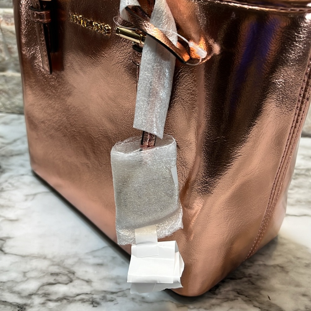 Michael Kors Jet Set Travel Extra-Small Metallic Top-Zip Tote Bag NWT - Picture 7 of 16